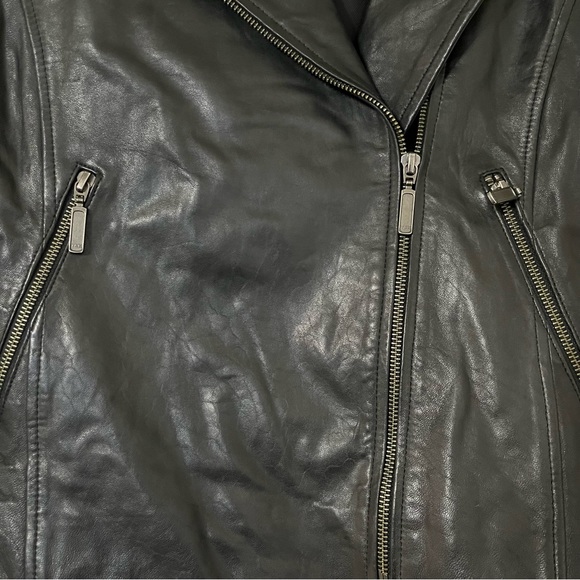Halogen 100% Genuine Leather Black Moto Jacket Size XS - Picture 6 of 6